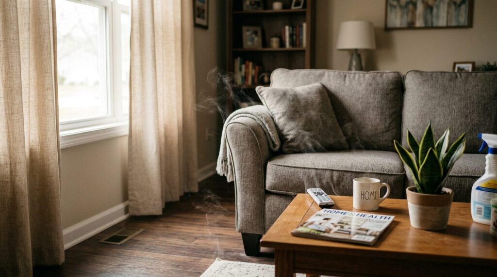 Close-up view of indoor home environment showing various hou